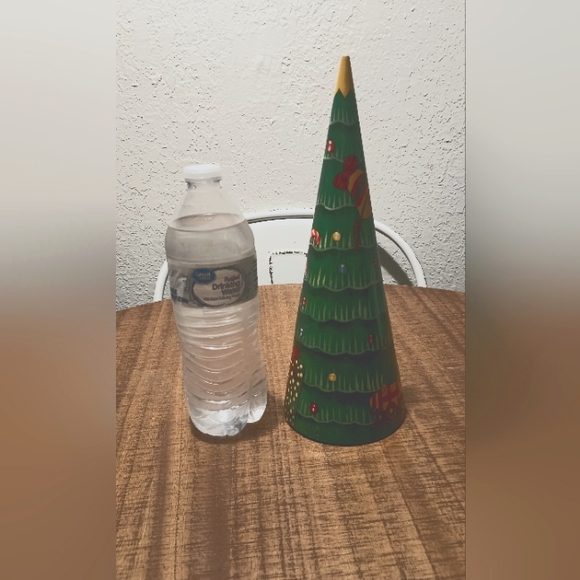 Wood Painted 3 Piece Nesting Christmas Tree Morning Scene Toys Drum Bear Child - Picture 2 of 7